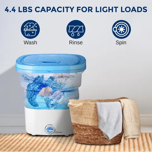 Vista 4 de Pure Clean Lavadora portátil de 15 litros – Mini lavadora plegable para ropa de bebé, ropa interior, ropa pequeña – Lavadora compacta