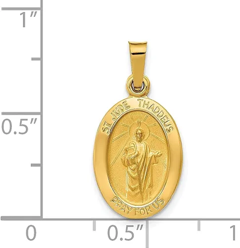 Vista 3 de ICE CARATS Collar con colgante de medalla de San Judas Tadeo San Judas Tadeo de oro amarillo de 14 quilates, joyería fina religiosa para mujer