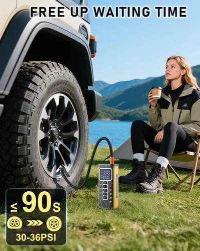 Vista 2 de Compresor de Aire Portátil Inflador de Neumáticos, Compresor de Aire de 150 PSI para Neumáticos de Coche, Inflador de Neumáticos Portátil para Coche