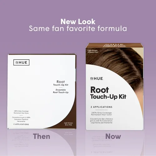 Vista 2 de dpHUE Kit de retoque de raíz, marrón claro, tinte permanente para el cabello para cobertura de canas, incluye dos aplicaciones, sin parabenos, SLS