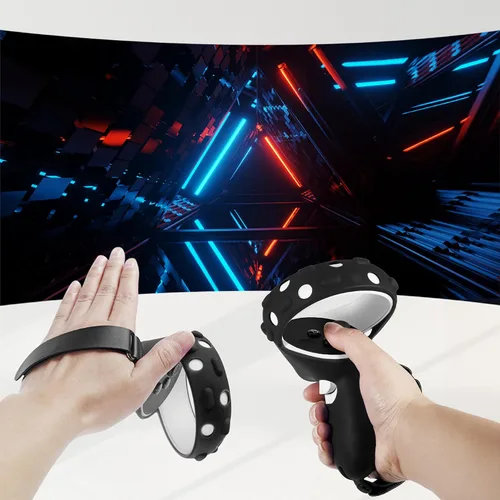 Vista 8 de TNP Controller Grips for Oculus Quest 2 Meta Quest 2 Knuckle Strap Black VR Touch Controller Hand Grip Cover Protector Sleeve with Anti-Throw