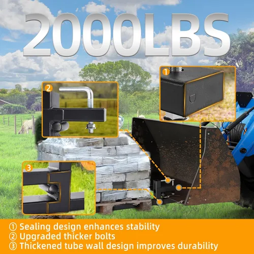 Vista 2 de YINTATECH Horquillas de tractor de alta resistencia con abrazadera de 43 pulgadas y 2000 libras con barra estabilizadora ajustable para accesorios