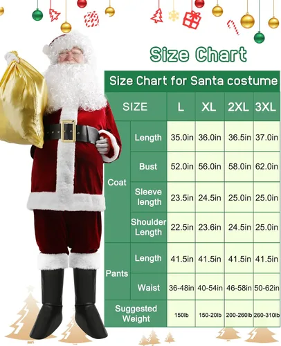 Vista 5 de Disfraz de Papá Noel para hombre, disfraz de Santa Claus de lujo, traje de Papá Noel de terciopelo para adultos y hombres, traje de Santa