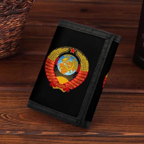 Vista 7 de Cartera triple con emblema de la URSS de la Unión Soviética, bolsillo frontal, tarjetero con monedero de viaje para hombres y mujeres