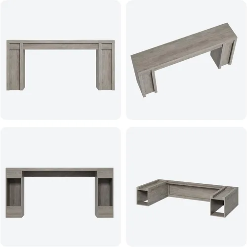 Vista 8 de Garvee Mesa de entrada gris de 70.9 pulgadas, mesa consola de madera de granja debajo de la TV montada debajo de la mesa de sofá, mesa de sofá