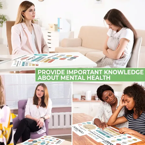 Vista 4 de 12 piezas de carteles de salud mental, decoración de oficina de terapia, imprescindibles para oficina de consejería, suministros para consejeros