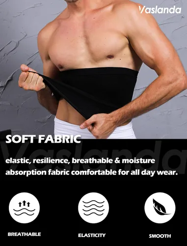 Vista 4 de Faja de compresión para hombre con control de abdomen, faja de compresión para adelgazar el cuerpo, faja de grasa para el vientre, banda