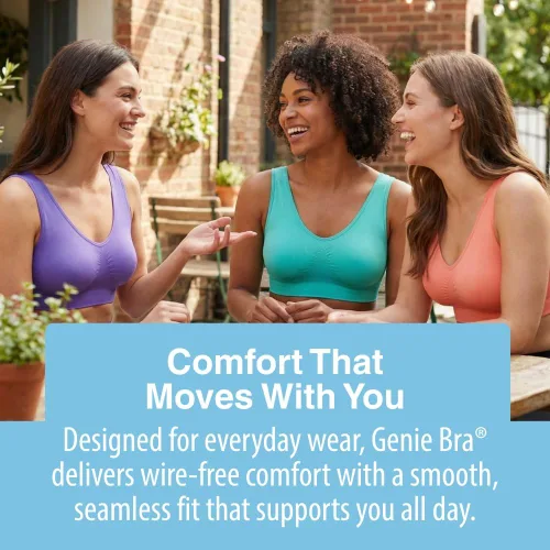 Vista 5 de Genie Bra Paquete de 3 para mujer, inalámbrico, color sólido sin costuras