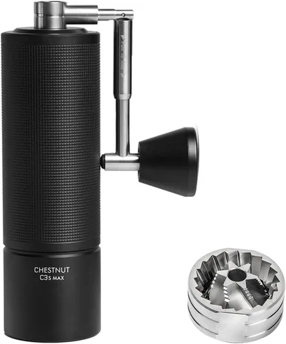 Vista 9 de Timmore Castaño C2S - Molinillo de café manual de 25 g con rebaba cónica de acero inoxidable CNC, ajuste interno ajustable, posicionamiento de doble