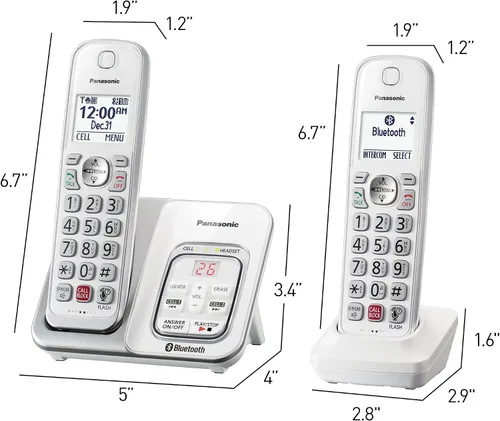Vista 9 de Panasonic - Teléfono inalámbrico con contestador automático, Link2Cell Bluetooth para el hogar, asistente de voz y bloqueo avanzado de llamadas