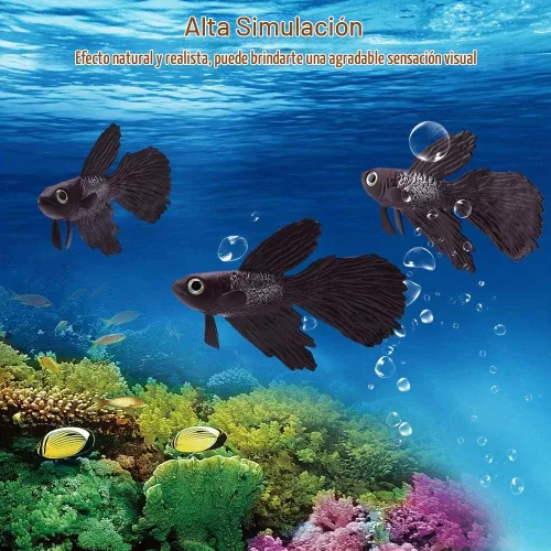 Vista 2 de FTVOGUE Acuario Natación Silicona Artificial Divertido Peces Ornamento Realista Falso (Marrón)