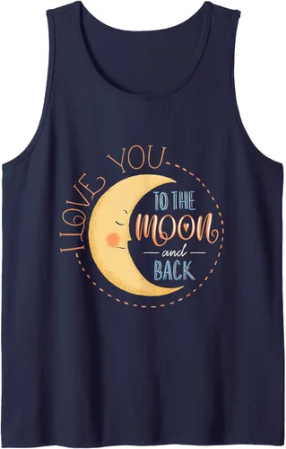 Vista 9 de Camiseta con texto en inglés "I Love You To the Moon And Back Tank Top Negro