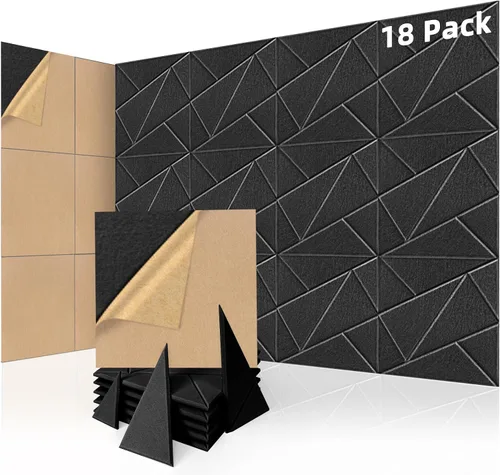 Vista 11 de Art3dwallpanels Paquete de 12 Paneles Acústicos de 12" X 12" Paneles de Pared Insonorizantes Autoadhesivos Amortiguadores de Sonido, Decoración