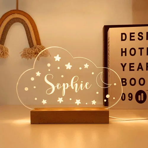 Vista 10 de Luz nocturna personalizada para bebés y niños, lámpara LED de oso con nombre personalizado para niñas y niños, luces nocturnas con nombre