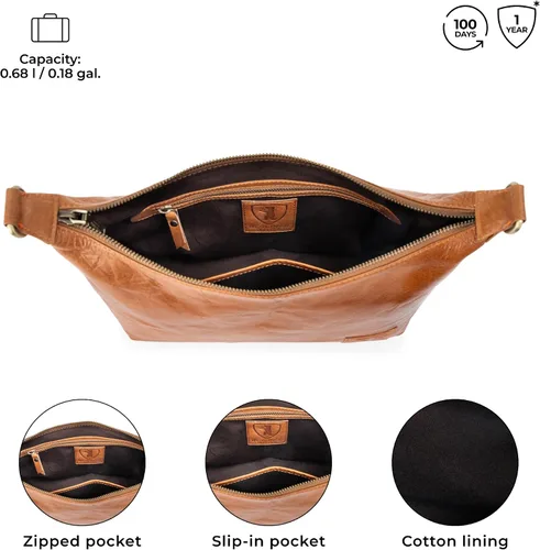 Vista 4 de BERLINER BAGS Bolso De Hombro De Cuero Genuino Vintage Bella, Bolso Hobo, Bolso De La Manija Superior, Bolso Para Las Mujeres - Marrón