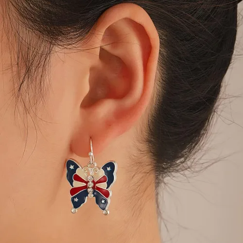 Vista 2 de American Flag Earrings Independence Day Earrings Memorial Day Earrings 4th of July Earrings Leather Earrings Independence Day Holiday Gifts
