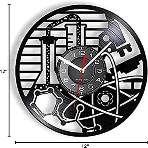 Vista 8 de Reloj de pared Física Prueba de reacción química Vinilo CD Disco de pared Reloj de pared Bioquímica Ciencia Obra de arte Decorativo Silencioso Reloj
