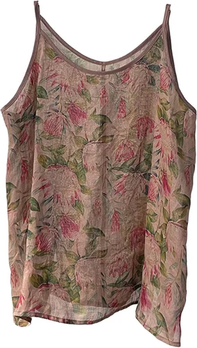 Vista 10 de LZJN Camiseta sin mangas para mujer, transpirable, con estampado floral