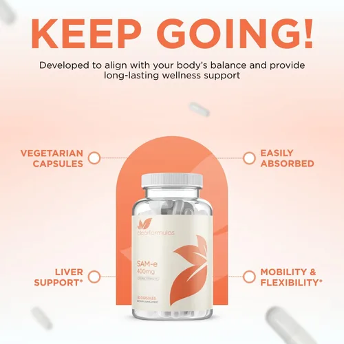 Vista 4 de Clear Formulas Bioactive SAM-e 400 mg - Suplemento SAM-e de alta resistencia con forma S, S biológicamente activa para el hígado y el estado