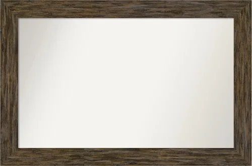 Vista 53 de Amanti Art Espejo personalizado, espejo de baño marrón Fencepost, espejo de pared o espejo de tocador de baño sobre el fregadero (27 x 27 pulgadas)