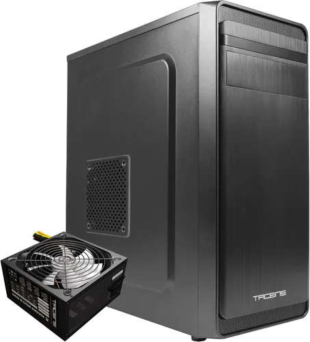 Vista 4 de Tacens 2FERROX, ATX Semi-Tower PC Case, ventilador lateral de 4.7 in, rejilla delantera, acero, negro