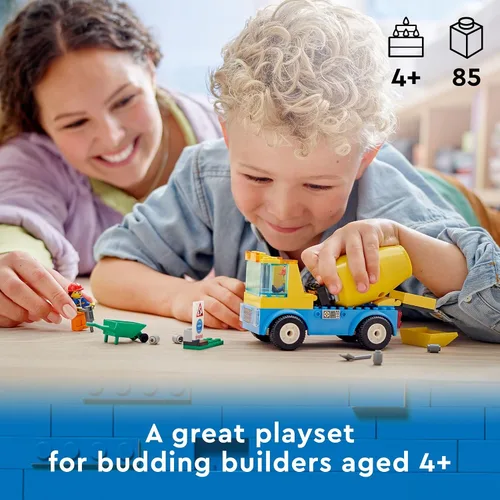 Vista 2 de LEGO City Great Vehicles 60325 - Camión mezclador de cemento para niños en edad preescolar, niños y niñas a partir de 4 años (85 piezas)