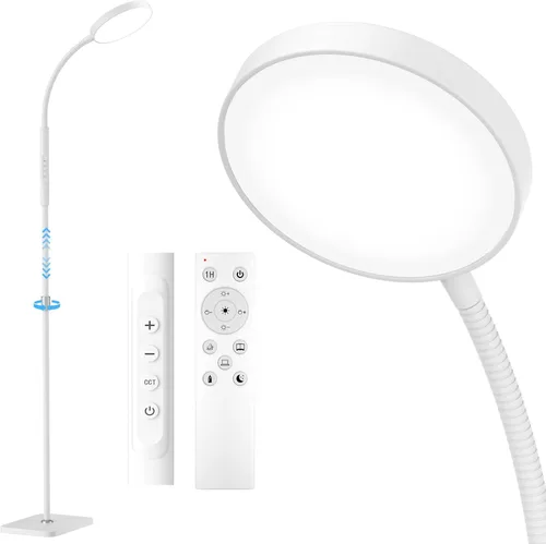 Vista 12 de PACOVY Lámpara de Pie, Lámparas de Pie de Altura Ajustable para Sala de Estar Dormitorio, 120 LED Súper Brillante Lámpara de Pie con Control Remoto