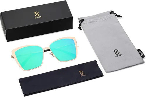 Vista 5 de SOJOS Cateye SJ1086 - Lentes de sol para mujer, con marco de metal
