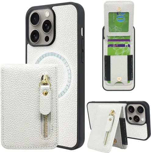 Vista 10 de Harryshell Funda magnética para iPhone 13 Pro Max compatible con carga inalámbrica MagSafe y MagSafe con bolsillo con cremallera para montaje