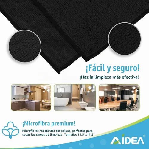 Vista 7 de AIDEA Paño de limpieza de microfibra negro, 20 unidades, toallas de microfibra para automóviles, paños de automóvil de alta calidad, trapos