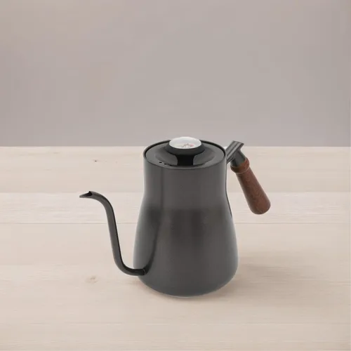 Vista 7 de Hervidor de café de cuello de cisne, hervidor de café de 28.7 fl oz con termómetro, boquilla larga y delgada, mango de madera de acero inoxidable