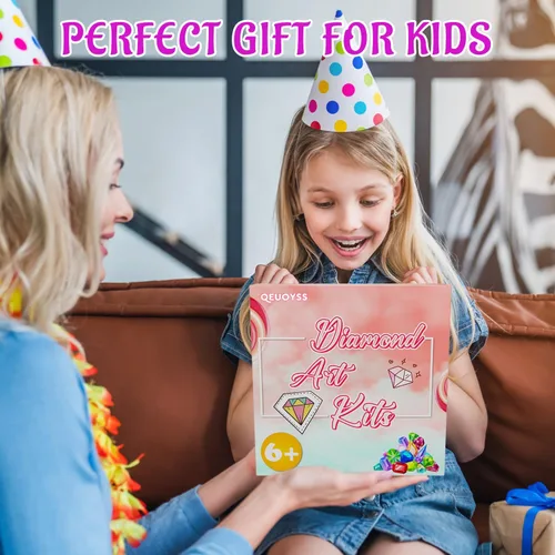 Vista 5 de QEUOYSS Kit de arte de diamantes para niños con marco de madera, arte y manualidades para niños de 6 a 8 a 10 a 12 años, fácil de hacer tú mismo