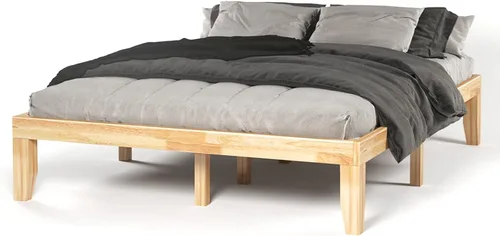 Vista 15 de KOTEK Base de cama de plataforma de madera maciza de 14 pulgadas, base de colchón con soporte de listones de madera, base de cama de madera de goma