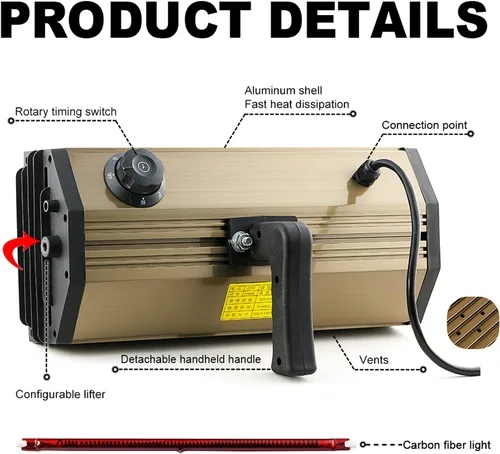 Vista 2 de Lámpara de curado de pintura infrarroja 2000 W 110 V de onda corta lámpara de calor infrarrojo de mano para reparación de carrocería de automóvil