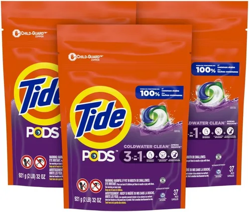 Vista 17 de Tide PODS detergente para ropa en cápsulas, removedor de manchas 3 en 1, combatiente de olores, protector de color, 42 unidades, compatible con HE