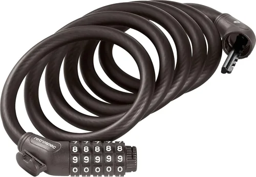 Vista 3 de Retrospec Grizzly Plus - Candado de combinación para bicicleta, resistente antirrobo con combo personalizado de 5 dígitos, cable resistente a cortes