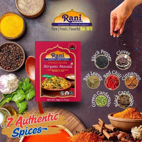Vista 2 de Rani Biryani Masala Curry (mezcla de 7 especias para platos de arroz indio, pullao/pilau) 1.75 onzas (1.76 oz) ~ Todo natural Vegano Sin