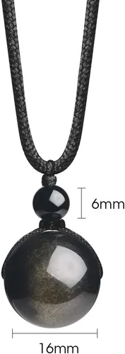 Vista 25 de iSTONE Collar unisex con dije de cuentas redondas auténticas, cadena de cuerda negra de 24 pulgadas para hombres y mujeres