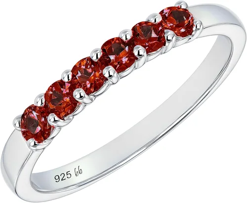 Vista 6 de Boston Bay Diamonds Sterling Silver 6 Birthstone Eternity Fashion Band 01 de enero - Granate genuino
