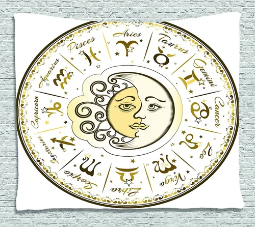Vista 150 de Ambesonne Tapiz de hongos, atmósfera psicodélica, escena astral estrellada con motivos orientales trippy, decoración de tela para colgar en la pared