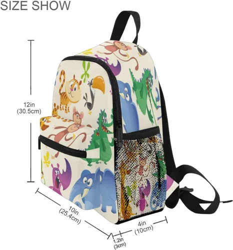 Vista 8 de Mochila infantil para niños y niñas de 3 a 6 años, diseño de cocodrilo, cocodrilo, jirafa, mono, elefante, serpiente, mochila infantil para niños