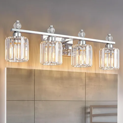 Vista 35 de Luces de Tocador de Baño de 3 Luces, Placado Negro, Modernas Luces de Tocador de Cristal para Baño, Luces de Tocador de Cristal para Usar Sobre