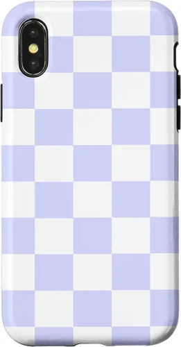 Vista 5 de Funda blanca moderna con patrón de cuadros para iPhone 16 lavanda y morado