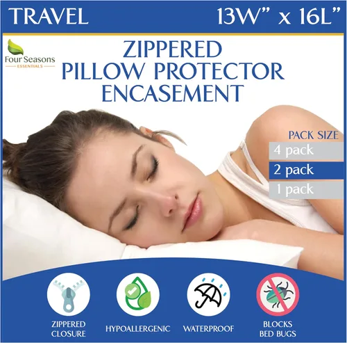 Vista 18 de Four Seasons Essentials Standard Pillow Protectors (Set of 2) – Zippered Waterproof Pillow Covers Hypoallergenic Dust Proof Pillowcase Encasement