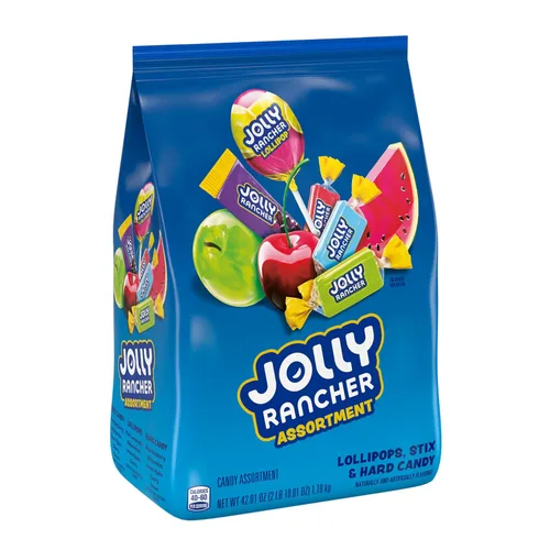 Vista 3 de JOLLY RANCHER - Surtido de caramelos con sabor a fruta en bolsa a granel, 42.01 oz Large bag of Individually wrapped hard candy lollipops and