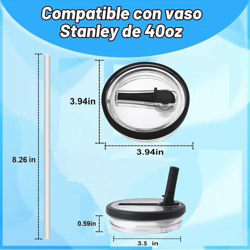 Vista 4 de 2 Pics - Tapa abatible con popote para vaso Stanley Quencher H2.0, a prueba de fugas, tapa superior, de repuesto, reutilizable, a prueba