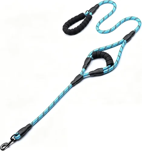 Vista 14 de Love Dream Correa para perro de 5 pies de largo con 2 cómodas asas acolchadas, hilos reflectantes con doble asa para control de seguridad, correa