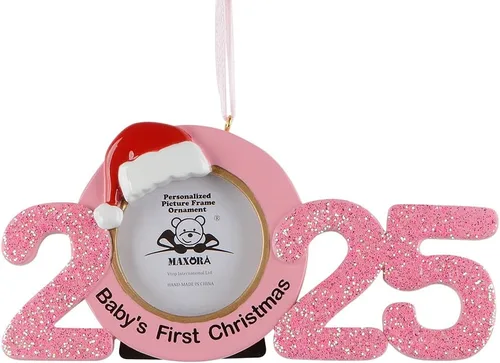 Vista 7 de Adorno personalizado para la primera Navidad del bebé 2024, marco de fotos para bebé, adorno personalizado, primer regalo de recuerdo del bebé
