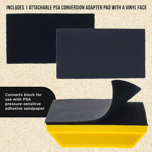 Vista 4 de Dura-Gold Serie Pro Rectangular 5" x 2-3/4" Juego de Almohadillas de Lijado Manual con Respaldo de Gancho y Bucle y Adaptador de Conversión de Papel