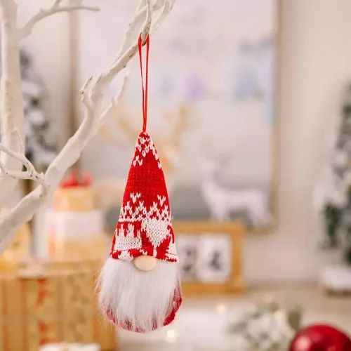 Vista 7 de Juego de 12 adornos de Navidad de gnomos suecos de felpa para árbol de Navidad, adornos de fieltro para árbol de Navidad, adornos para árbol
